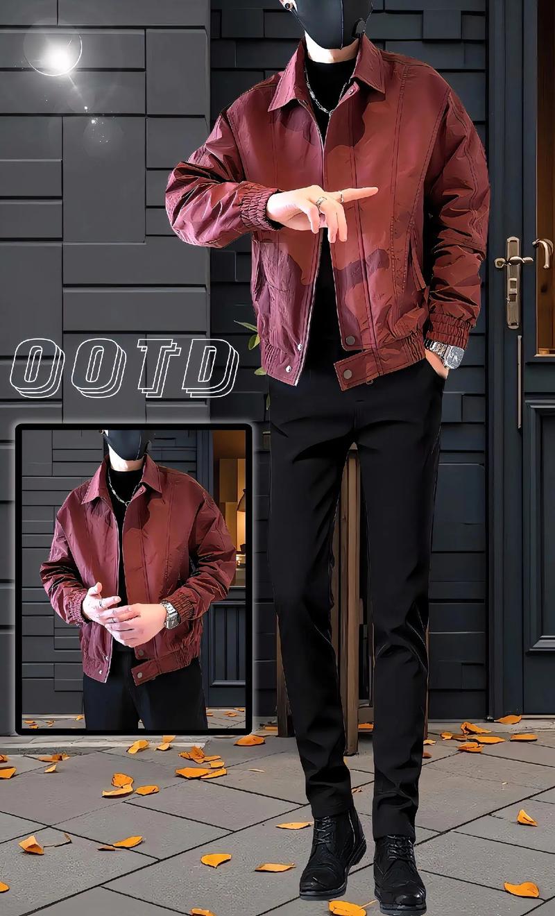 潮男新風尚 2024春秋季痞帥純色夾克，演繹高級感百搭哲學